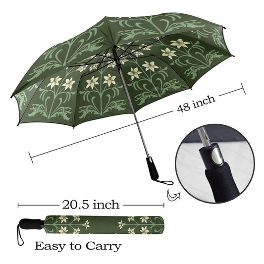 Green and White Lily Umbrella